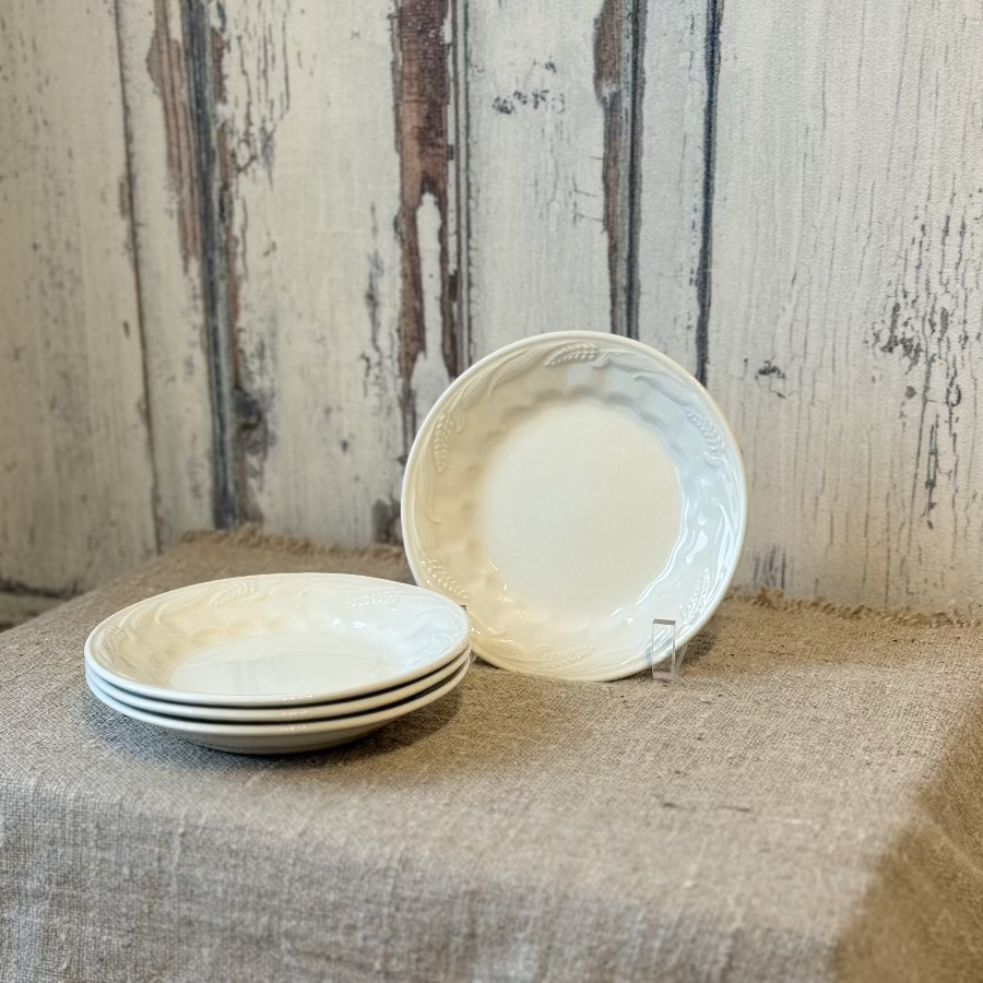 Set of 4 Vintage White Ironstone Bread & Butter Plates