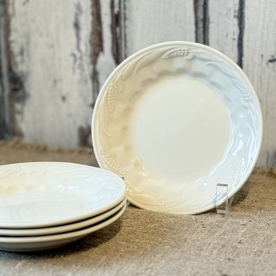Set of 4 Vintage White Ironstone Bread & Butter Plates