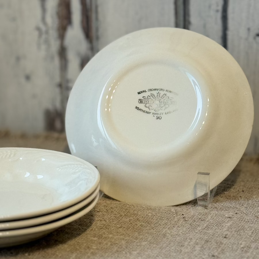 Set of 4 Vintage White Ironstone Bread & Butter Plates