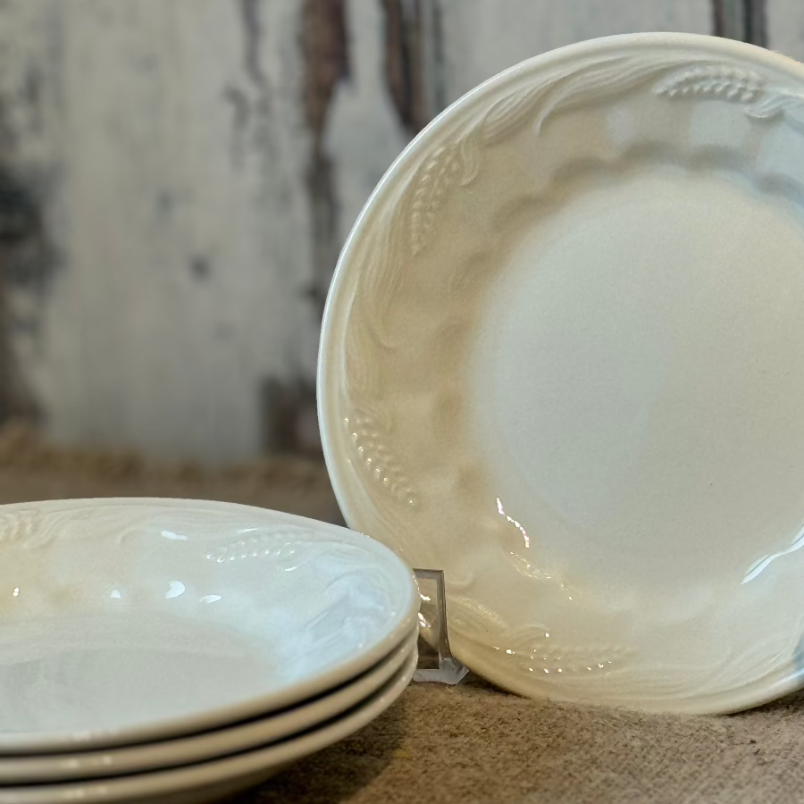 Set of 4 Vintage White Ironstone Bread & Butter Plates