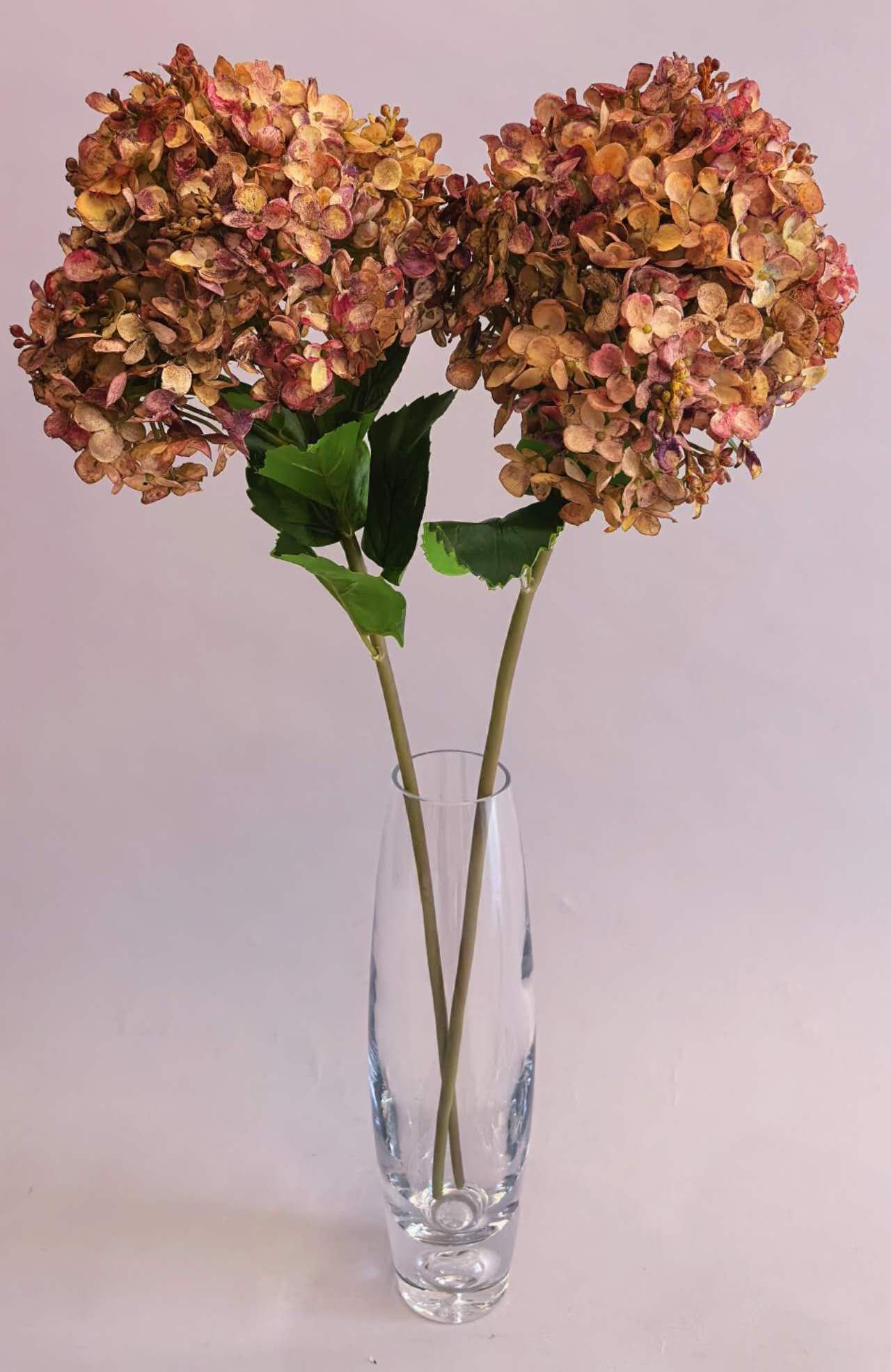Artificial Fall Dried Hydrangea Stems in Amber Brown