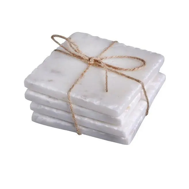 White Marble Coasters - Square - Home Smith