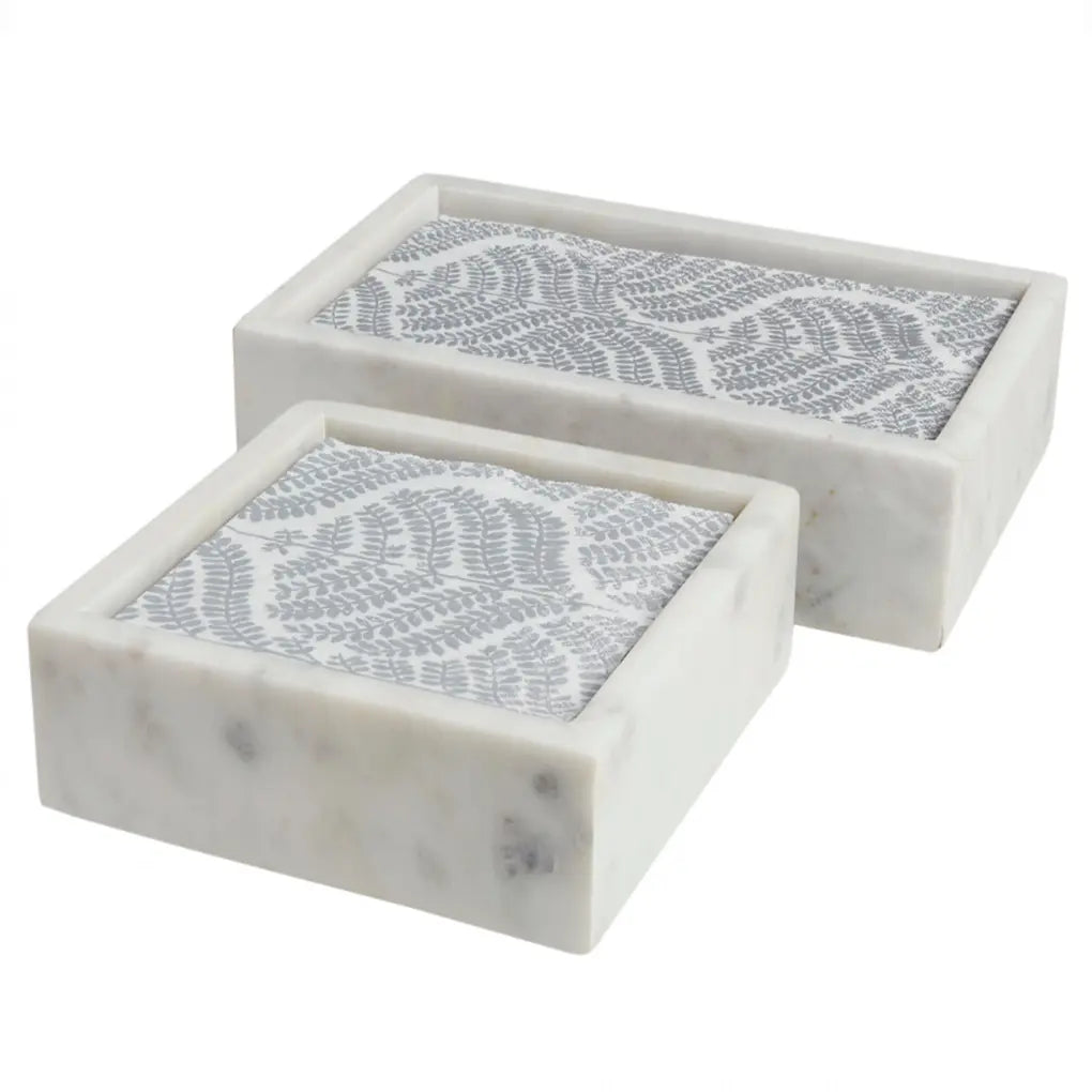 Home Smith White Marble Napkin Holders Annie Selke Trays - Guest Towel