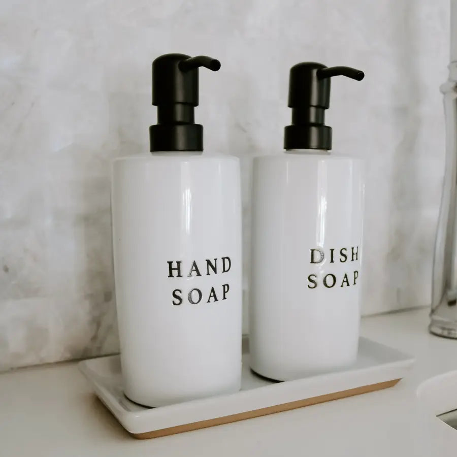 White Stoneware Hand Soap Dispenser - Home Smith