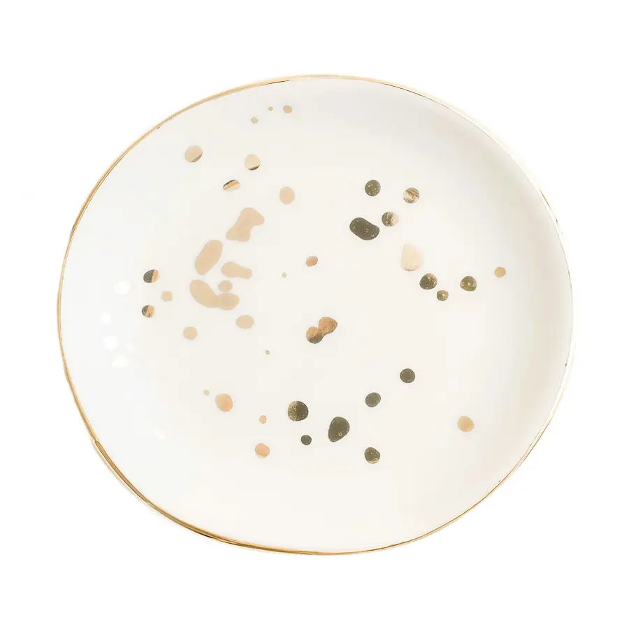 White and Gold Speckled Jewelry Dish - Home Smith