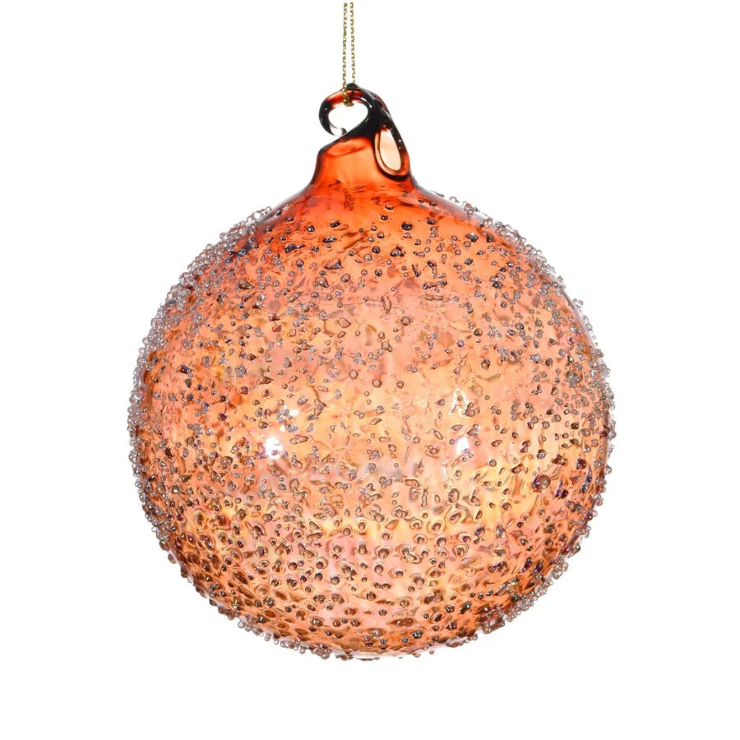 Jim Marvin Handblown Glass Beaded Ornament in Brown