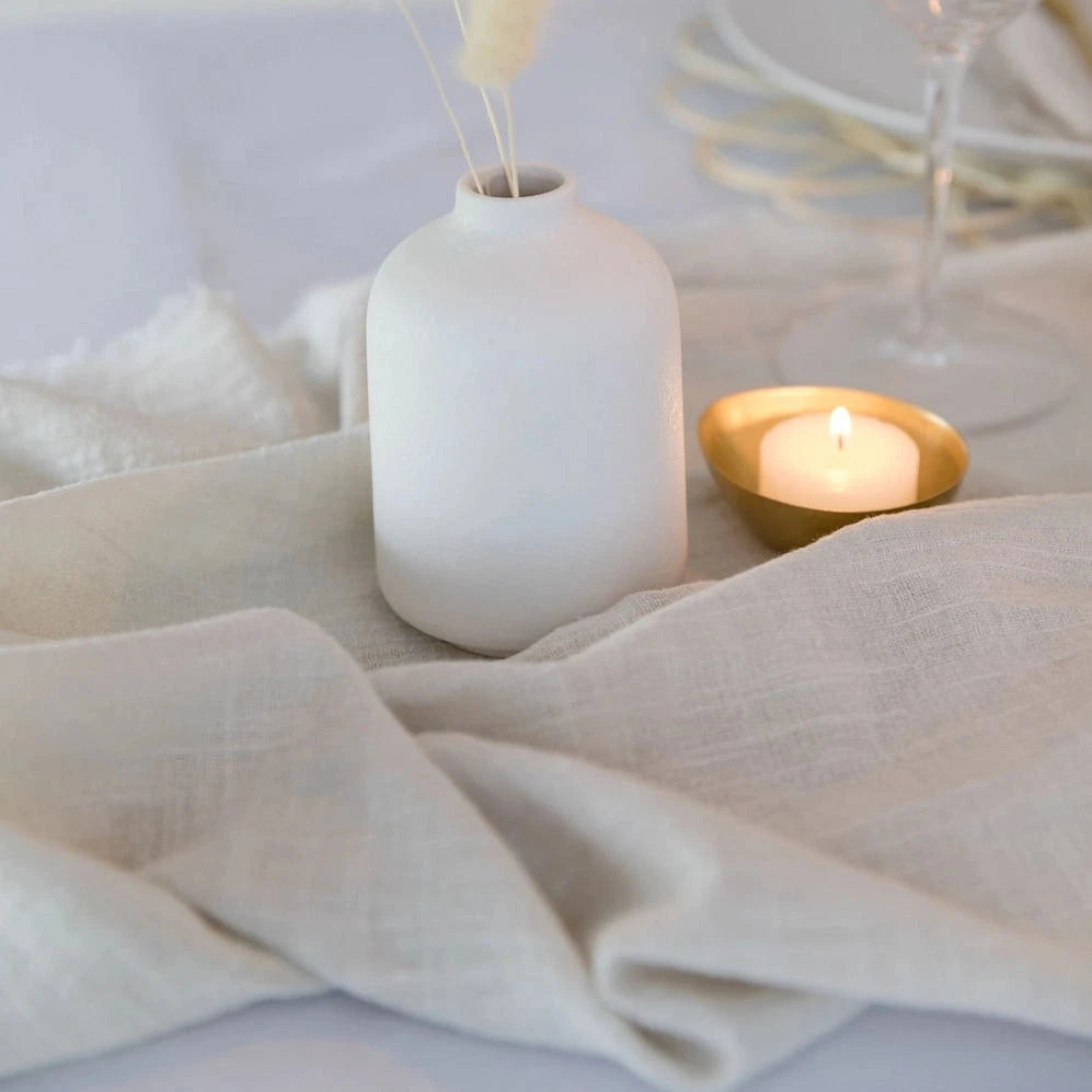 Oatmeal Cotton Gauze Table Runner at Home Smith