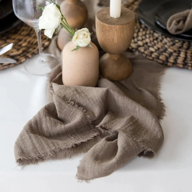 Olive Cotton Gauze Table Runner at Home Smith