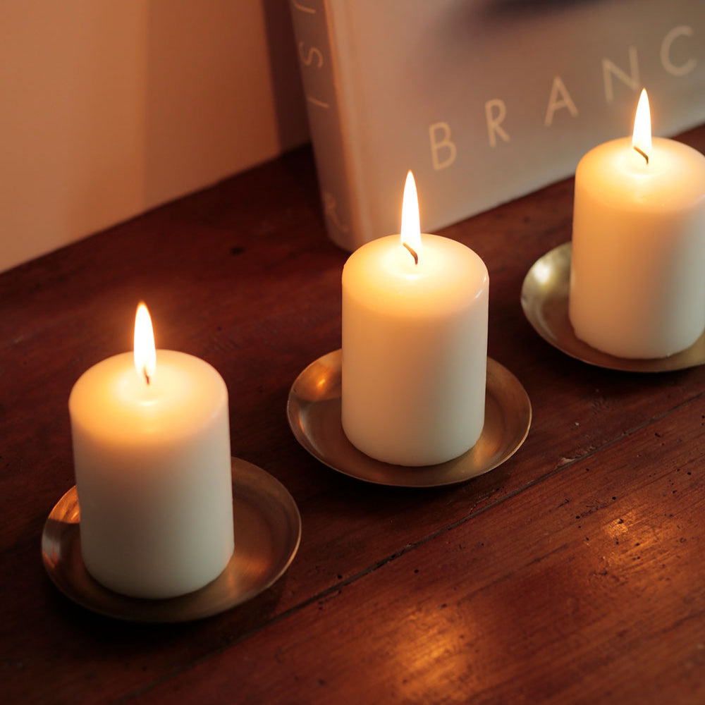 Brass Candle Plates at Home Smith from Fog Linen Work 