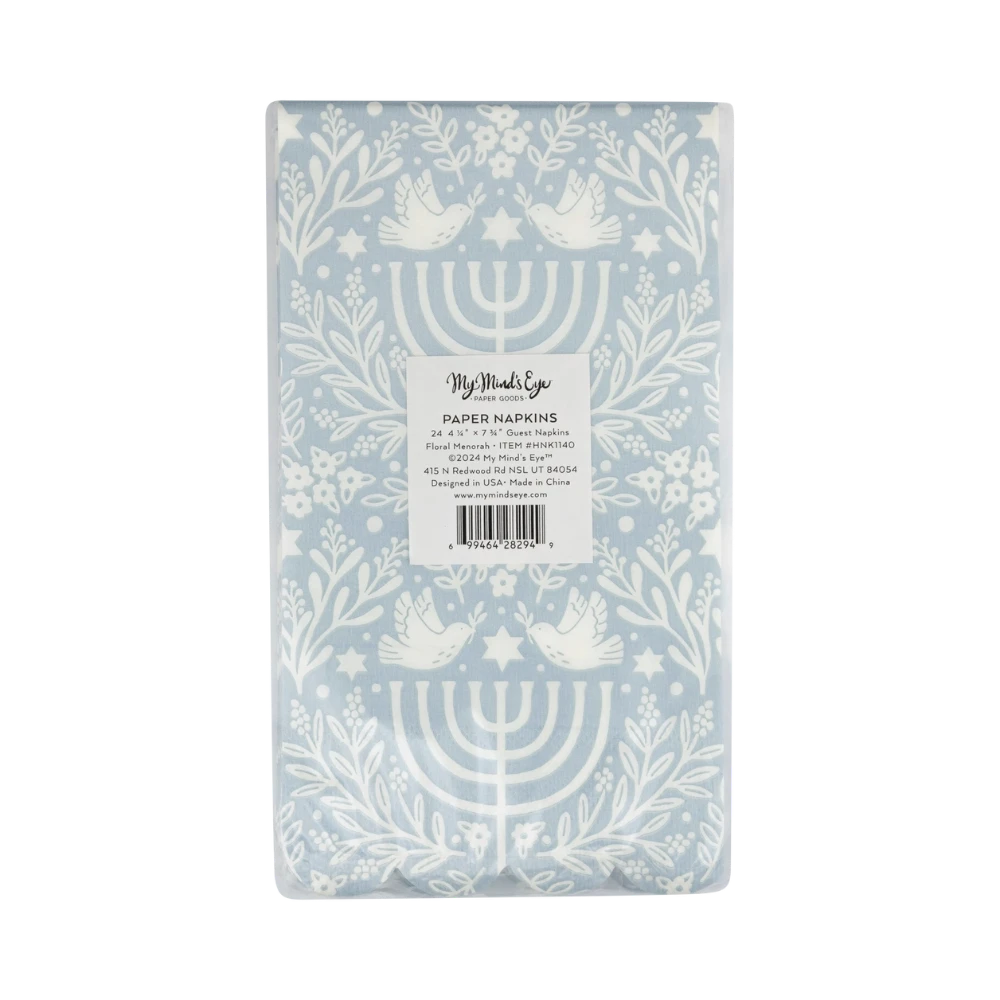 Floral Menorah Dinner Napkin at Home Smith